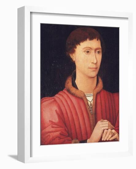 Portrait of a young man, bust-length, in a fur-trimmed red doublet, c.1450-60 (oil on panel)-Rogier van der Weyden-Framed Giclee Print