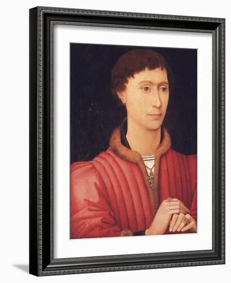 Portrait of a young man, bust-length, in a fur-trimmed red doublet, c.1450-60 (oil on panel)-Rogier van der Weyden-Framed Giclee Print