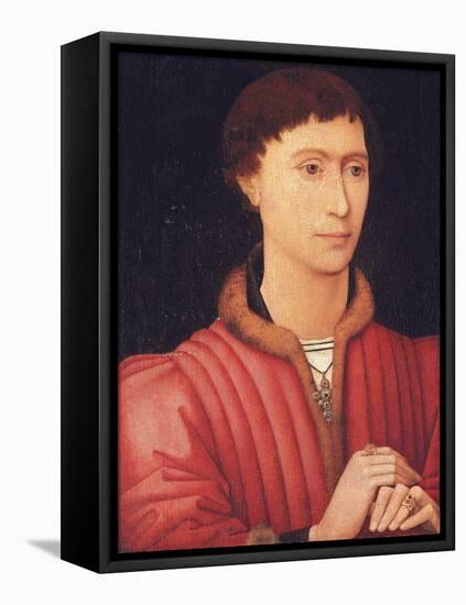 Portrait of a young man, bust-length, in a fur-trimmed red doublet, c.1450-60 (oil on panel)-Rogier van der Weyden-Framed Premier Image Canvas