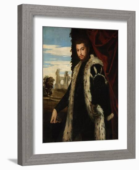 Portrait of a Young Man Wearing Lynx Fur-Paolo Veronese-Framed Giclee Print