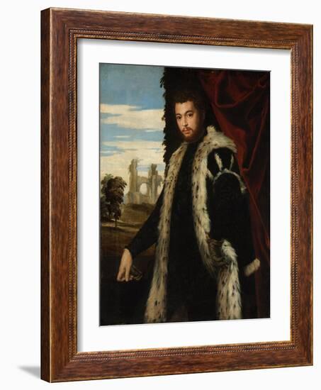 Portrait of a Young Man Wearing Lynx Fur-Paolo Veronese-Framed Giclee Print