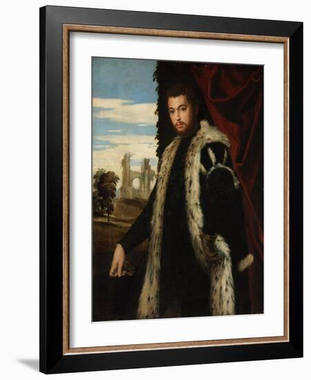 Portrait of a Young Man Wearing Lynx Fur-Paolo Veronese-Framed Giclee Print