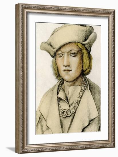 Portrait of a Young Man with Hat-Lucas the Elder Cranach-Framed Giclee Print