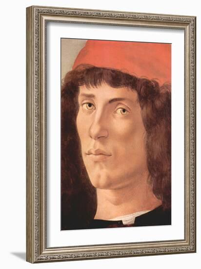 Portrait of a Young Man with Red Cap-Sandro Botticelli-Framed Art Print