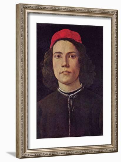 Portrait of a Young Man with Red Cap-Sandro Botticelli-Framed Art Print