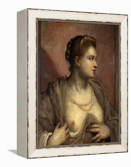 Portrait of a Young Venetian Woman Baring Her Breasts-Jacopo Robusti Tintoretto-Framed Premier Image Canvas