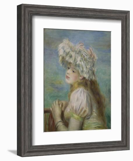 Portrait of a Young Woman in a Lace Hat, 1891-Pierre-Auguste Renoir-Framed Giclee Print