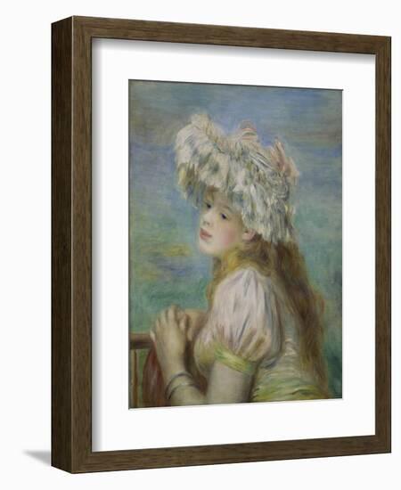 Portrait of a Young Woman in a Lace Hat, 1891-Pierre-Auguste Renoir-Framed Giclee Print