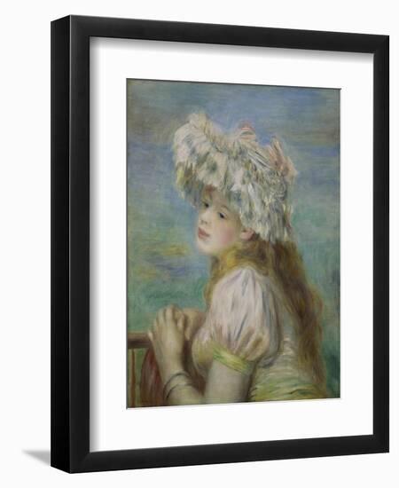 Portrait of a Young Woman in a Lace Hat, 1891-Pierre-Auguste Renoir-Framed Giclee Print