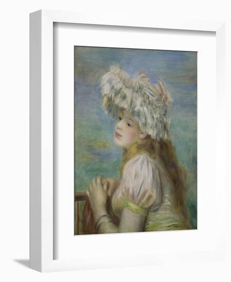 Portrait of a Young Woman in a Lace Hat, 1891-Pierre-Auguste Renoir-Framed Giclee Print