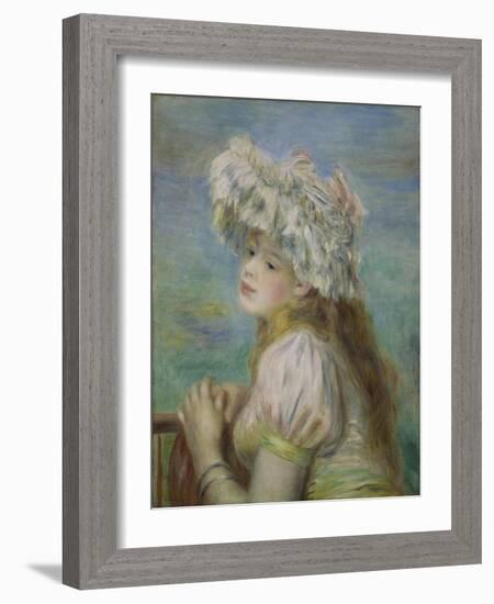 Portrait of a Young Woman in a Lace Hat, 1891-Pierre-Auguste Renoir-Framed Giclee Print