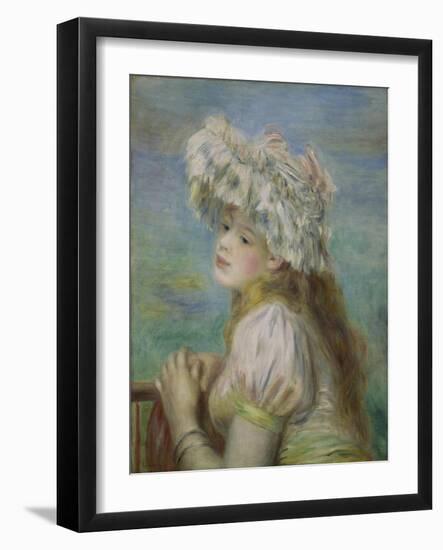 Portrait of a Young Woman in a Lace Hat, 1891-Pierre-Auguste Renoir-Framed Giclee Print