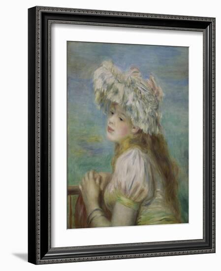 Portrait of a Young Woman in a Lace Hat, 1891-Pierre-Auguste Renoir-Framed Giclee Print