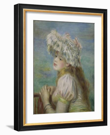 Portrait of a Young Woman in a Lace Hat, 1891-Pierre-Auguste Renoir-Framed Giclee Print