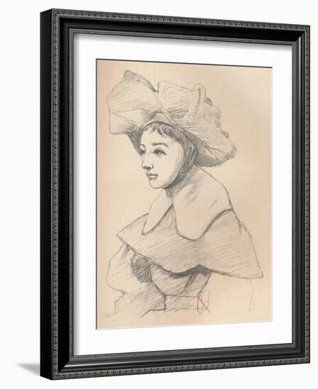 'Portrait of a Young Woman in a Large Hat, My Hagar', c1830-Jean-Baptiste-Camille Corot-Framed Giclee Print