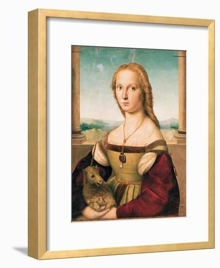 Portrait of a Young Woman (Lady with a Unicorn)-Raffaello Sanzio-Framed Giclee Print