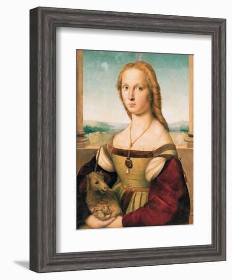 Portrait of a Young Woman (Lady with a Unicorn)-Raphael-Framed Art Print