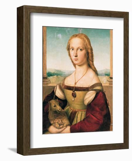 Portrait of a Young Woman (Lady with a Unicorn)-Raphael-Framed Art Print