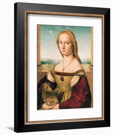 Portrait of a Young Woman (Lady with a Unicorn)-Raphael-Framed Art Print