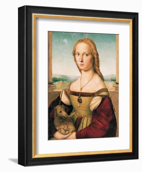 Portrait of a Young Woman (Lady with a Unicorn)-Raphael-Framed Art Print