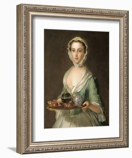 Portrait of a Young Woman, Possibly Hannah, the Artist's Maid, Holding a Tea Tray-Mercier-Framed Giclee Print