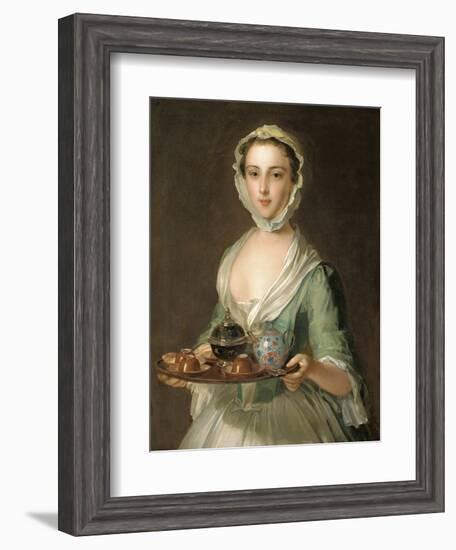 Portrait of a Young Woman, Possibly Hannah, the Artist's Maid, Holding a Tea Tray-Mercier-Framed Giclee Print