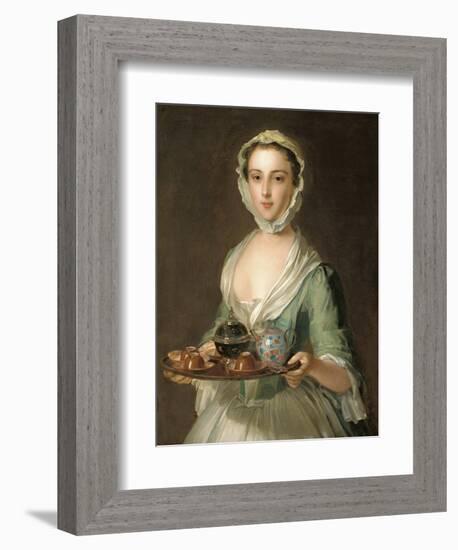 Portrait of a Young Woman, Possibly Hannah, the Artist's Maid, Holding a Tea Tray-Mercier-Framed Giclee Print