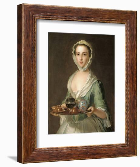 Portrait of a Young Woman, Possibly Hannah, the Artist's Maid, Holding a Tea Tray-Mercier-Framed Giclee Print