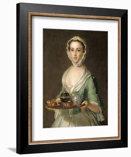 Portrait of a Young Woman, Possibly Hannah, the Artist's Maid, Holding a Tea Tray-Mercier-Framed Giclee Print