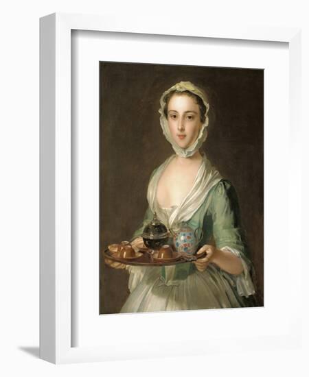 Portrait of a Young Woman, Possibly Hannah, the Artist's Maid, Holding a Tea Tray-Mercier-Framed Giclee Print