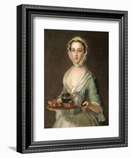 Portrait of a Young Woman, Possibly Hannah, the Artist's Maid, Holding a Tea Tray-Mercier-Framed Giclee Print