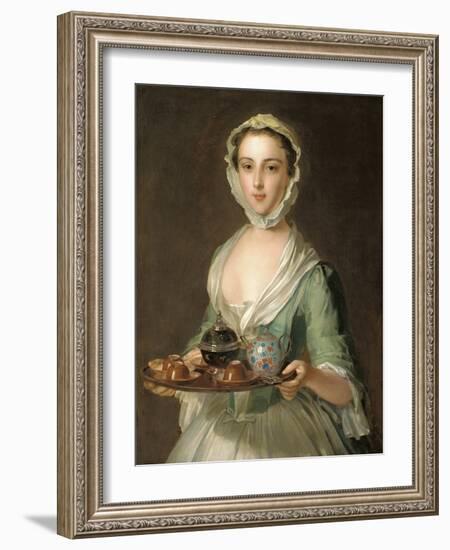 Portrait of a Young Woman, Possibly Hannah, the Artist's Maid, Holding a Tea Tray-Mercier-Framed Giclee Print