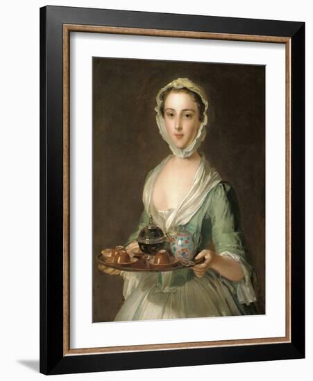 Portrait of a Young Woman, Possibly Hannah, the Artist's Maid, Holding a Tea Tray-Mercier-Framed Giclee Print