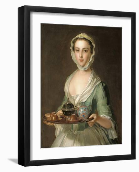 Portrait of a Young Woman, Possibly Hannah, the Artist's Maid, Holding a Tea Tray-Mercier-Framed Giclee Print