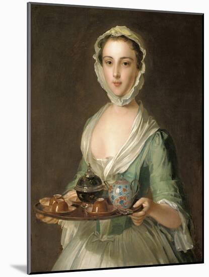 Portrait of a Young Woman, Possibly Hannah, the Artist's Maid, Holding a Tea Tray-Mercier-Mounted Giclee Print