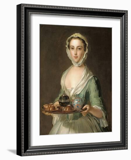 Portrait of a Young Woman, Possibly Hannah, the Artist's Maid, Holding a Tea Tray-Mercier-Framed Giclee Print