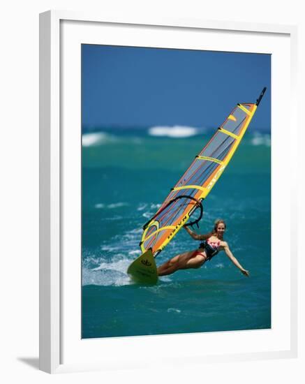 Portrait of a Young Woman Windsurfing-null-Framed Photographic Print
