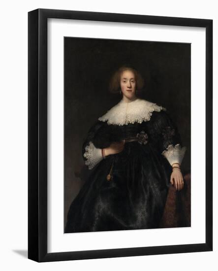Portrait of a Young Woman with a Fan, 1633-Rembrandt van Rijn-Framed Giclee Print