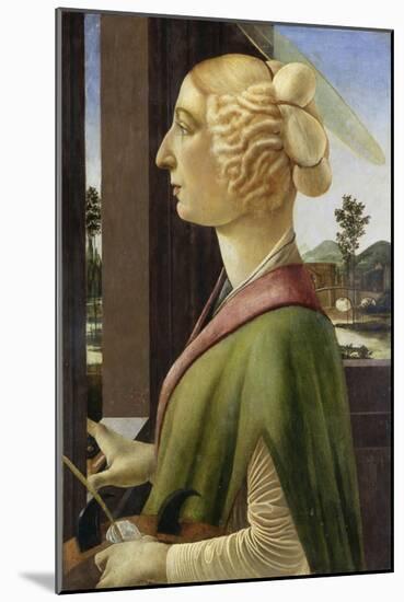 Portrait of a Young Woman with Attributes of St. Catherine, 1475-78-Sandro Botticelli-Mounted Giclee Print