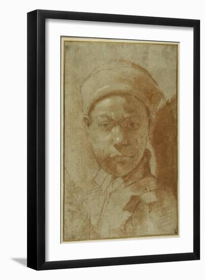 Portrait of a Youth, Bust-Length, Wearing a Round Cap-Annibale Carracci-Framed Giclee Print