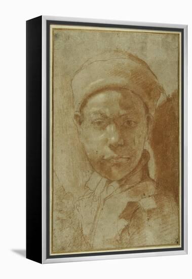 Portrait of a Youth, Bust-Length, Wearing a Round Cap-Annibale Carracci-Framed Premier Image Canvas