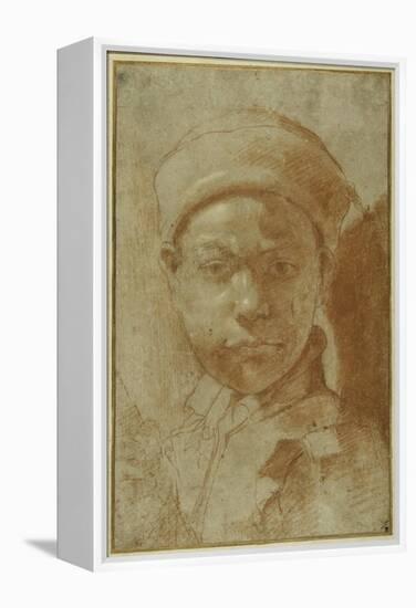 Portrait of a Youth, Bust-Length, Wearing a Round Cap-Annibale Carracci-Framed Premier Image Canvas
