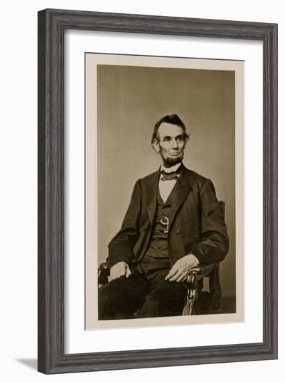 Portrait of Abraham Lincoln (1809-65) (B/W Photo)-Mathew Brady-Framed Giclee Print