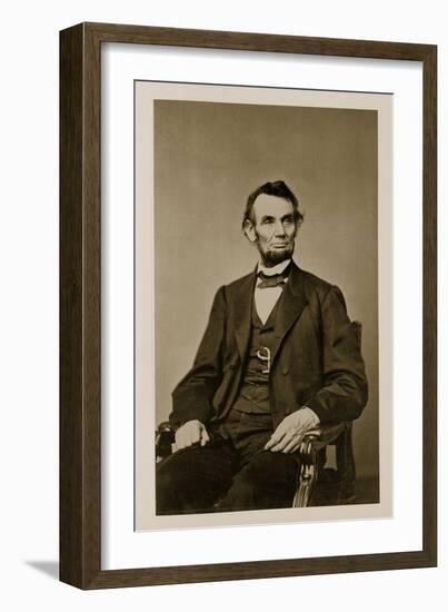 Portrait of Abraham Lincoln (1809-65) (B/W Photo)-Mathew Brady-Framed Giclee Print