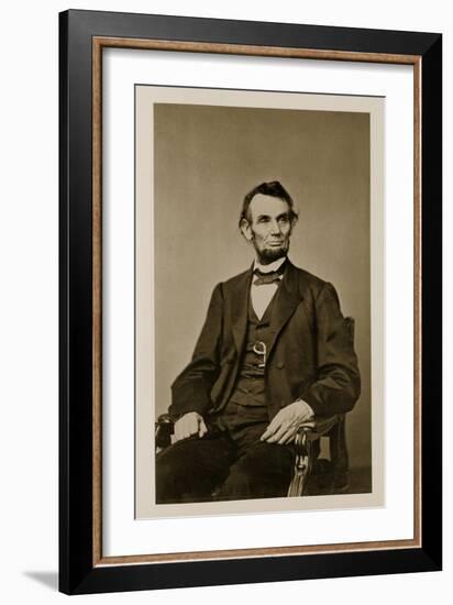 Portrait of Abraham Lincoln (1809-65) (B/W Photo)-Mathew Brady-Framed Giclee Print