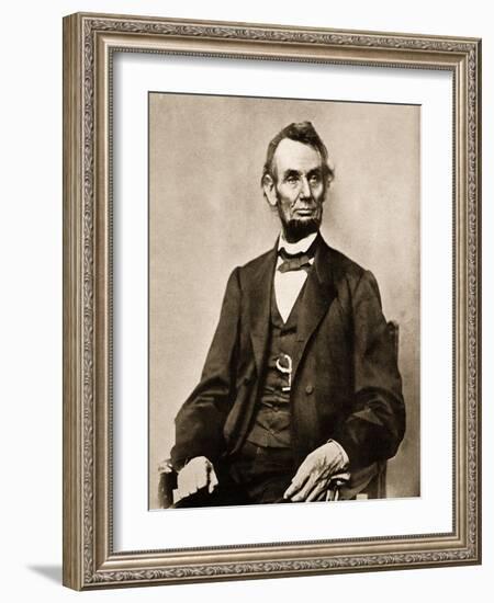 Portrait of Abraham Lincoln, 1861-65-Mathew Brady-Framed Giclee Print