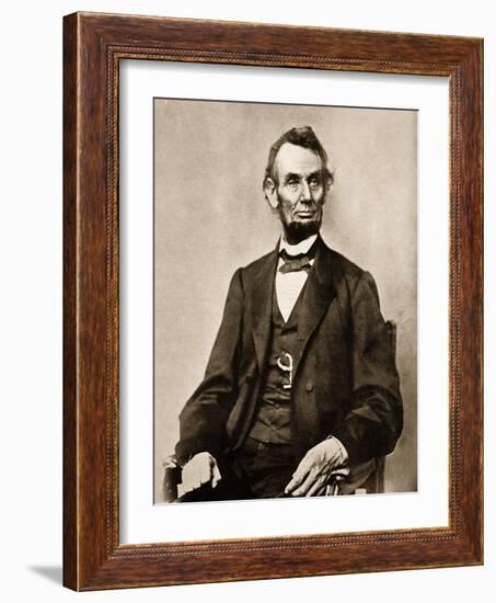 Portrait of Abraham Lincoln, 1861-65-Mathew Brady-Framed Giclee Print