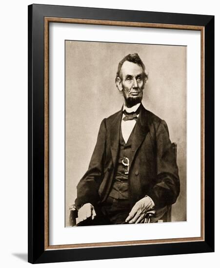 Portrait of Abraham Lincoln, 1861-65-Mathew Brady-Framed Giclee Print