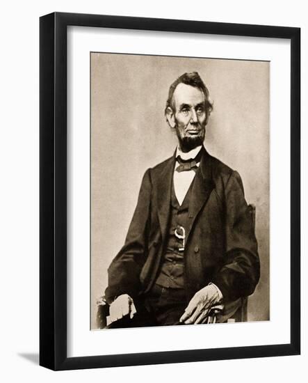 Portrait of Abraham Lincoln, 1861-65-Mathew Brady-Framed Giclee Print