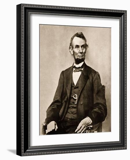 Portrait of Abraham Lincoln, 1861-65-Mathew Brady-Framed Giclee Print